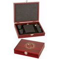 6 oz Matte Black Stainless Steel Flask Set in Rosewood Presentation Box